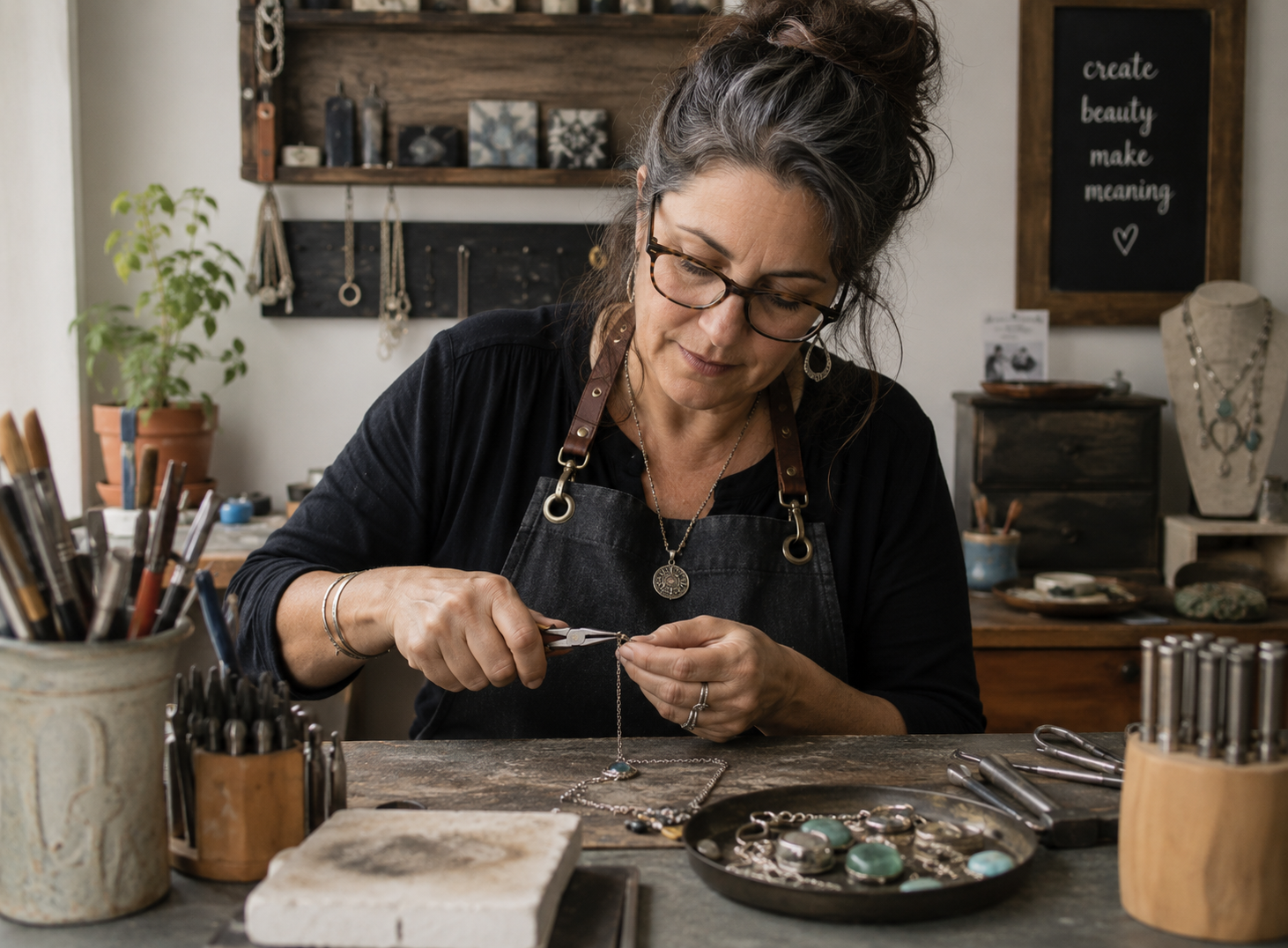 A maker at work in their studio